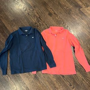 Two Vineyard Vines long sleeve polos. Navy and Nantucket red. Size Boys XL